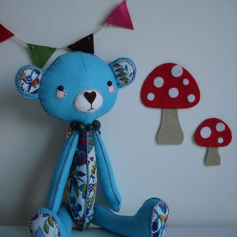 blue felt bear